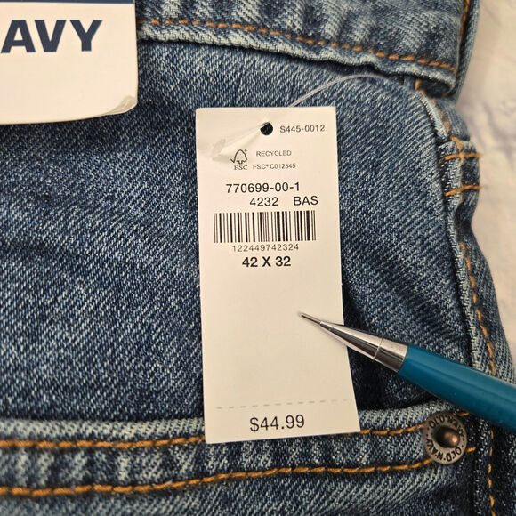 NWT Old Navy Jeans Basic Loose Flex Straight Blue Medium Wash size 42x32 - Picture 6 of 13